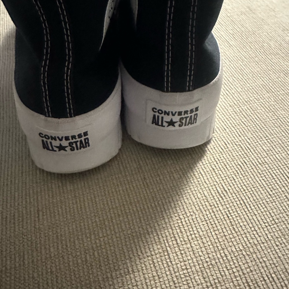 Converse Women's Black and White Platform Sneakers - Picture 4 of 5
